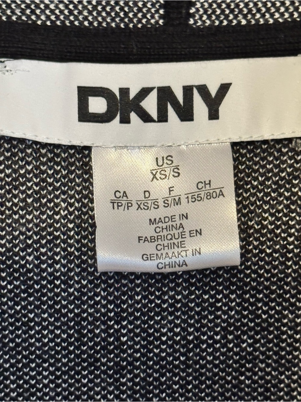 DKNY Black Open-Front Logo Cardigan Sweater - Picture 2 of 4